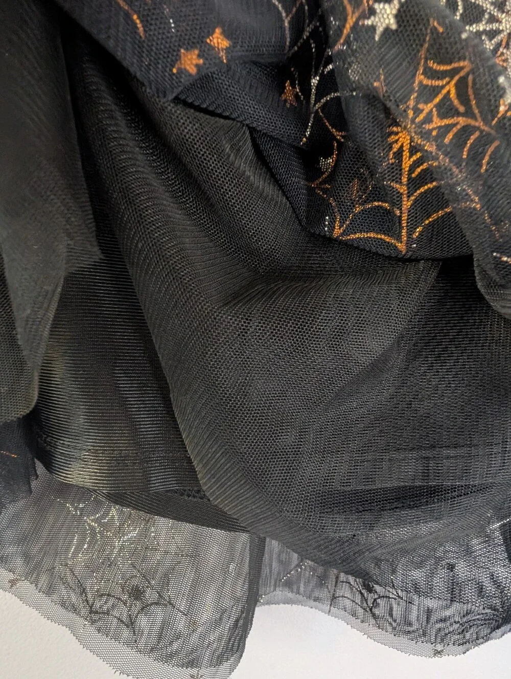 Wonder Nation Kids Black W/Orange Halloween Spiderweb Star Tulle Skirt- Sz 6-6X​